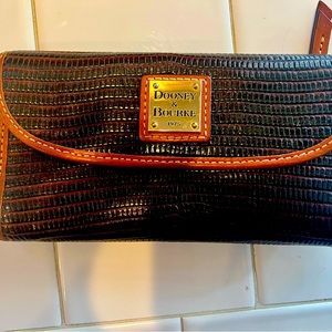 Dooney & Bourke Grey lizard embossed leather continental wallet
